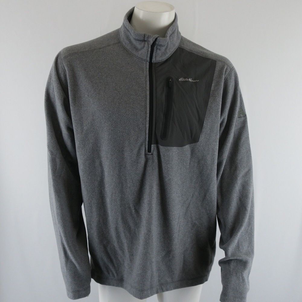 Eddie Bauer First Ascent Quarter‎ Zip Pullover Fleece Sweater Mens XL Gray